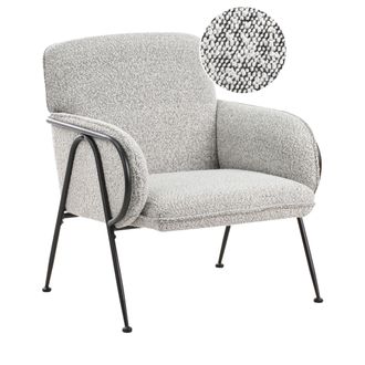 Beliani Sill&oacute;n Auxiliar Decorativo Tapizado Con Estructura Met&aacute;lica Asiento Moderno Negro/bllanco Trysnes