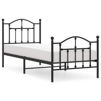 Berkfield Home Metal Bed Frame with Headboard & Footboard Black 90x190 cm Single