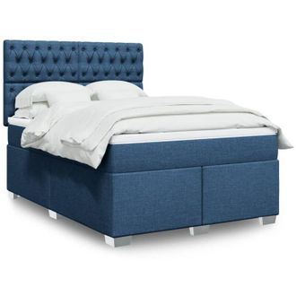 vidaXL Vidaxl - Cama Box Spring Con Colch&oacute;n Tela Azul 140x200 Cm