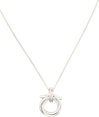 Ferragamo Womens Gancini Pendant Necklace In Silver