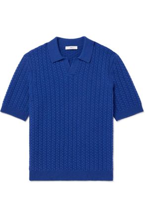 Mr P. Cable-Knit Wool Polo Shirt