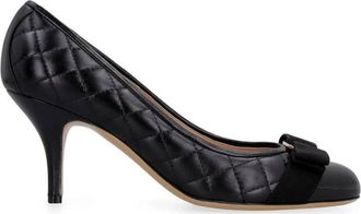 Ferragamo Quilted Vara Bow Pumps, Size 5.5 C