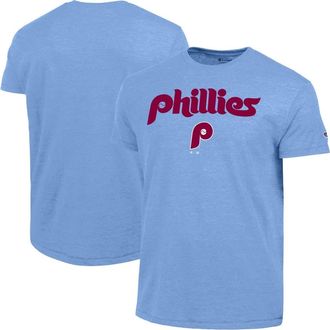 Champion Mens Champion Light Blue Philadelphia Phillies Cooperstown Wordmark Lockup Tri-Blend T-Shirt at Nordstrom, Size Xx-Large