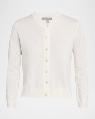 Neiman Marcus Cashmere Pearlescent Button Cardigan