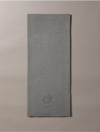 Calvin Klein Mens Embossed Logo Scarf - Grey