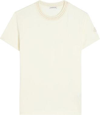 Moncler Logo-appliqu&eacute;d Cotton T-shirt - Natural - M (UK 12 / M)