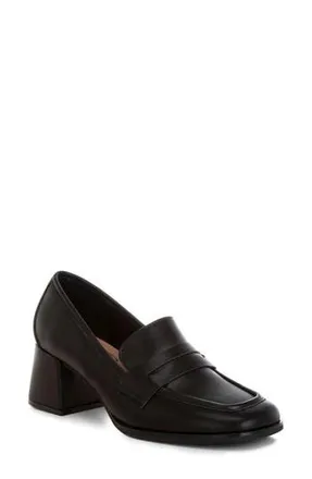 London Rag Sutapa Penny Strap Flared Block Heel Loafer in Black at Nordstrom Rack, Size 8.5