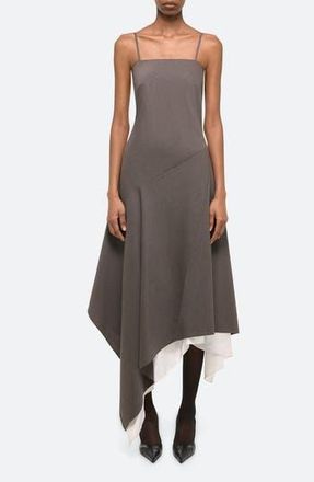 Helmut Lang Asymmetric Scarf Hem Virgin Wool Dress in Light Brown Melange - 21G at Nordstrom Rack, Size 12