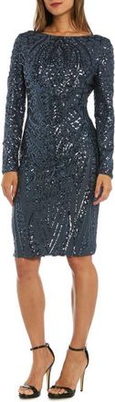 Morgan & Co. Sequin Sheath Dress in Gunmetal at Nordstrom, Size 14