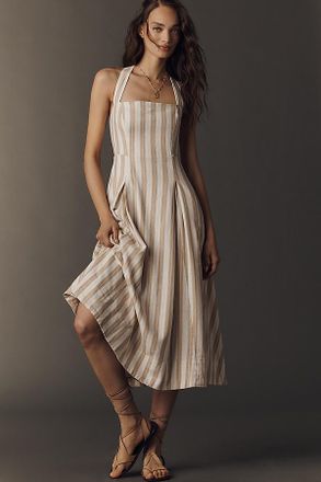 Maeve Printed A-Line Halter Midi Dress