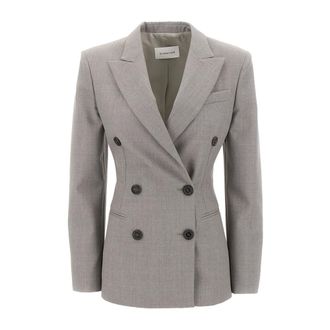 ARMARIUM Blazers, female, Gray, Size: 2XS Notched-Lapel Double-Breasted Blazer