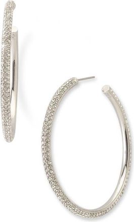 Nadri Large Pav&eacute; Crystal Hoop Earrings in Silver at Nordstrom