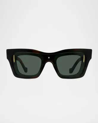 Loewe Men & apos;s Signature Layered Acetate Square Sunglasses