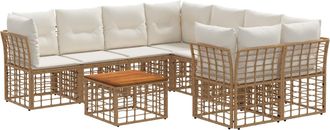 vidaXL Conjunto De Sof&aacute;s De Exterior 9 Uds. Natural Y Crema Vidaxl