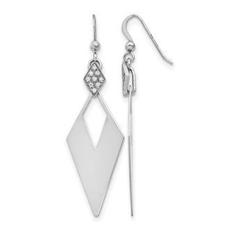 Diamond2Deal Sterling Silver Diamond Shape Drop Dangle Earring