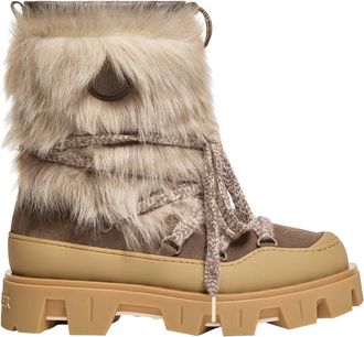 Moncler Moncler Peak Apr&egrave;s Shearling & Suede Boots, Women, Green, Size: 36,5