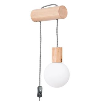 Wonderlamp Aplique de pared de madera madera natural con placa redonda de madera