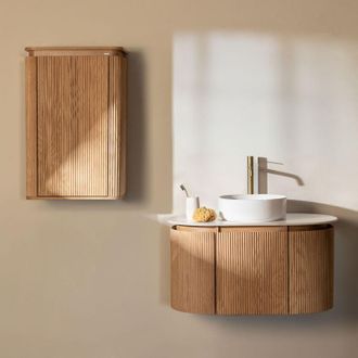 Sklum Conjunto De Mueble De Ba&ntilde;o Suspendido 90x50 Cm En Madera Carsone Sklum