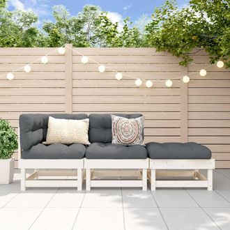 vidaXL Juego De Muebles De Jard&iacute;n 3 Pzas Madera Maciza De Pino Blanco Vidaxl