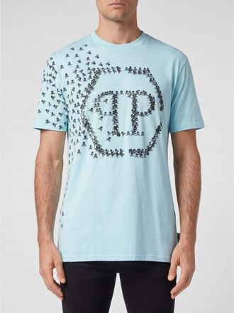 Philipp Plein T-shirt in cotone con logo Hexagon a contrasto stampato sul petto