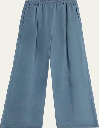 Brunello Cucinelli Monili-Trim Cotton Organza Wide-Leg Track Pants