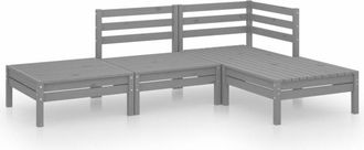 vidaXL Juego De Muebles De Jard&iacute;n 4 Piezas Madera Maciza De Pino Gris Vidaxl