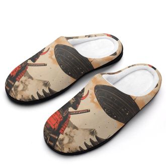 Generic Japanese Chimpanzee Samurais Monkey Womens Slippers Warm House Slippers Indoor House Shoes with Anti-Skid Rubber Sole