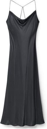Mango Satin Midi Dress in Charcoal at Nordstrom Rack, Size Medium