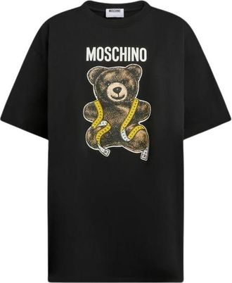 Moschino Teddy Bear Katoenen Jersey T-shirt - Dames - T-shirts - Zwart - XS - Katoen - Tops