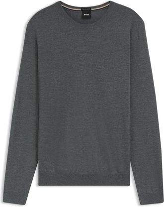 HUGO BOSS Leno-P Trui - Heren - Ronde hals truien - Grijs - M - Wol - Truien & Vesten