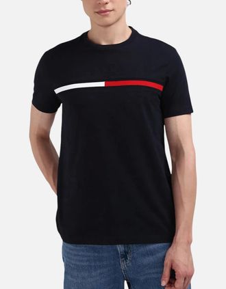 Tommy Hilfiger Mens Tommy Hilfiger Mens T Shirts Crew Neck Signature Stripe - Navy - Size: 36