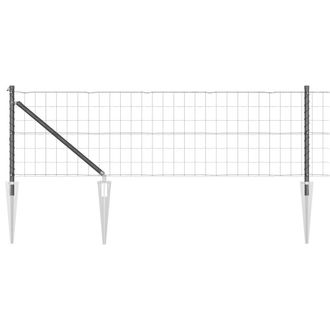 Berkfield Home Euro Fence with 7 Spike Posts 0.8x10 m Galvanized Steel Grey in Silver