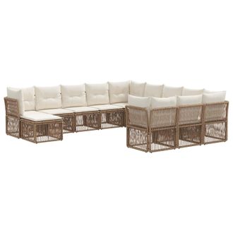 vidaXL Conjunto De Sof&aacute;s De Jard&iacute;n 12 Pcs Beige Rat&aacute;n Sint&eacute;tico Vidaxl