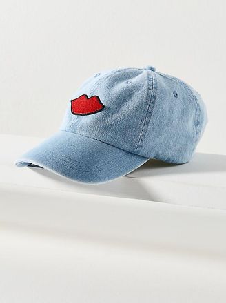Clare Vivier Lips Denim Baseball Cap
