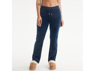 Juicy Couture Rib Waist Velour Pants with Drawcord Womens Clothing Regal Blue : LG (US 10-12) 32, Polyester/Spandex/Velour