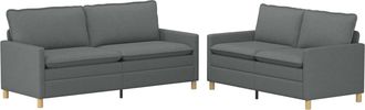 vidaXL Juego De Sof&aacute; 2 Uds. Gris Oscuro Tela Vidaxl
