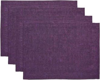 Solino Home Linen Placemats Set of 4, 14 x 19 Inch for Dining Table, Holiday and Everyday Table Decor - Athena in Grape at Nordstrom, Size Medium
