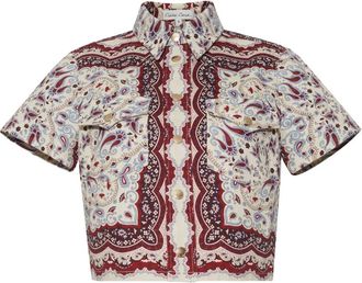 Cara Cara Paro blouse met paisley-print en korte mouwen - Beige
