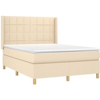 vidaXL Cama Box Spring Con Colch&oacute;n Tela Color Crema 140x200 Cm Vidaxl