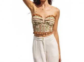 Dress Forum Smocked Crop Top In Tribal Desert Sage