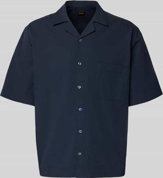 Boss Orange by Hugo Boss BOSS Orange Relaxed Fit Freizeithemd mit Seersucker-Verarbeitung Modell LAPISY_M in Marine, Gr&ouml;&szlig;e XXXL