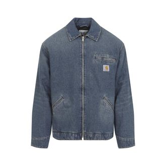 Carhartt Work in Progress Blue Logo Patch Zip Denim Jacket