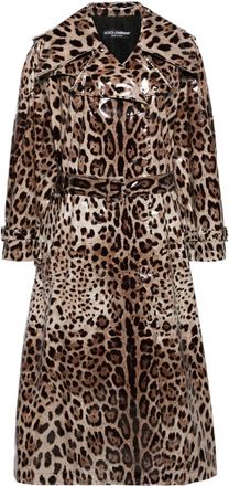 Dolce & Gabbana leopard-print belted trench coat - women - Polyester/Spandex/Elastane/Polyester - 38 - Neutrals