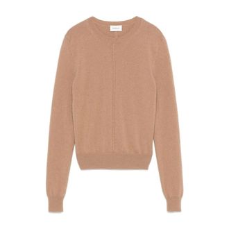Saint Laurent Cashmere Knitwear, female, Brown, XS, Brown Cashmere Knit Jumper
