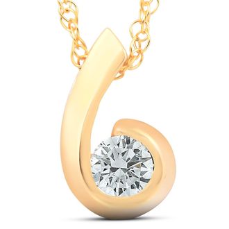 Pompeii3 1/4ct Solitaire Round Diamond Pendant 10K Yellow Gold
