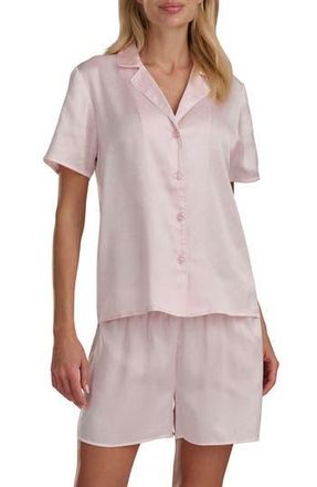 Splendid Satin Notch Collar & Boxer Pajamas in Textured Geo Pink at Nordstrom Rack, Size X-Small