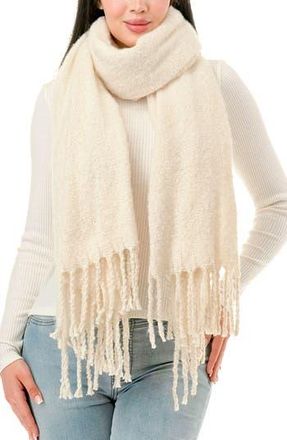 MARCUS ADLER Fringe Scarf in Ivory at Nordstrom Rack