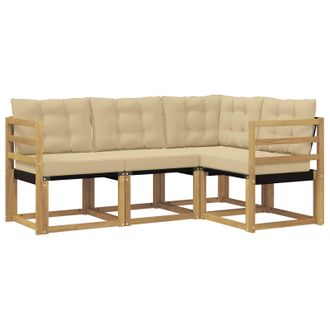 vidaXL Conjunto De Sof&aacute;s De Exterior Con Coj&iacute;n 4 Pcs Y Beige Vidaxl