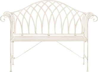 Beliani Beliani - Banco De Jard&iacute;n De Metal Blanco 130 Cm 2 Plazas Reposabrazos Vintage Milazzo