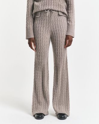 GANT Women Cable Knit Wool Pants (XL) TAUPE BEIGE